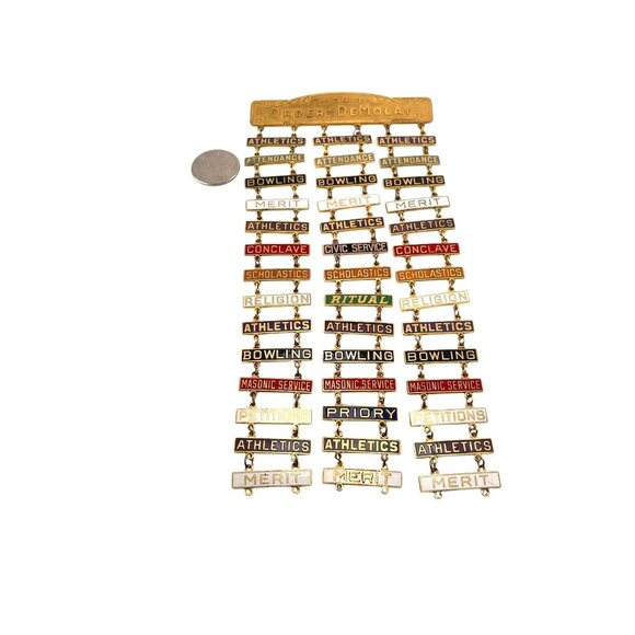Masonic Order Of DeMolay Merit Awards & Achievement Bars Display Piece - Picture 3 of 7